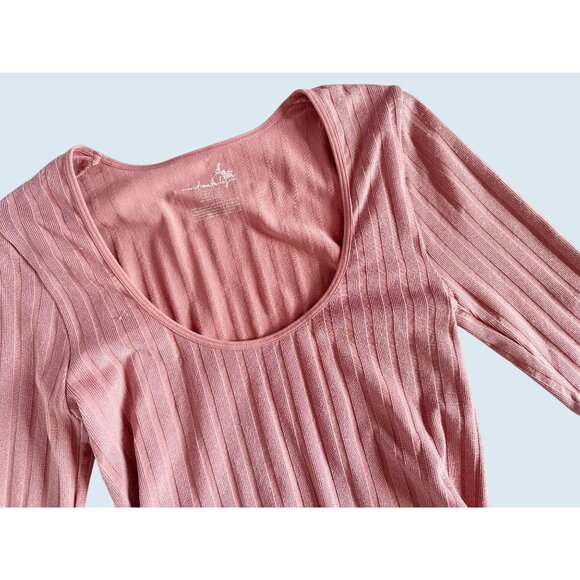 Intimately FREE PEOPLE Lucky You Muted Pink Scoop Neck Stretch Top Sz M - Picture 3 of 7